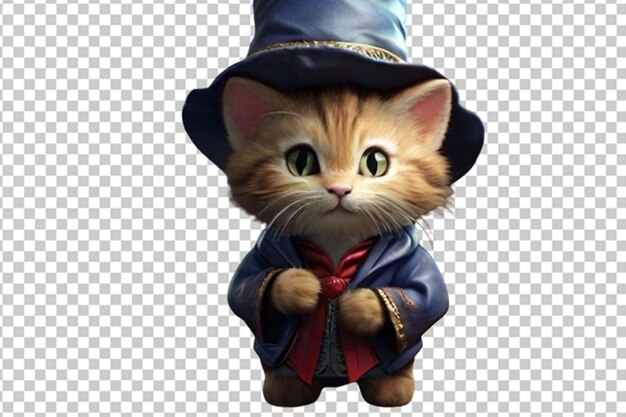 PSD vestido de gato 3d como o mágico