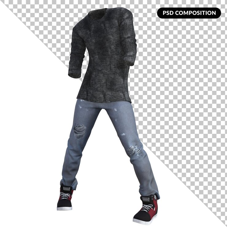 PSD vestido de estilo callejero aislado 3d