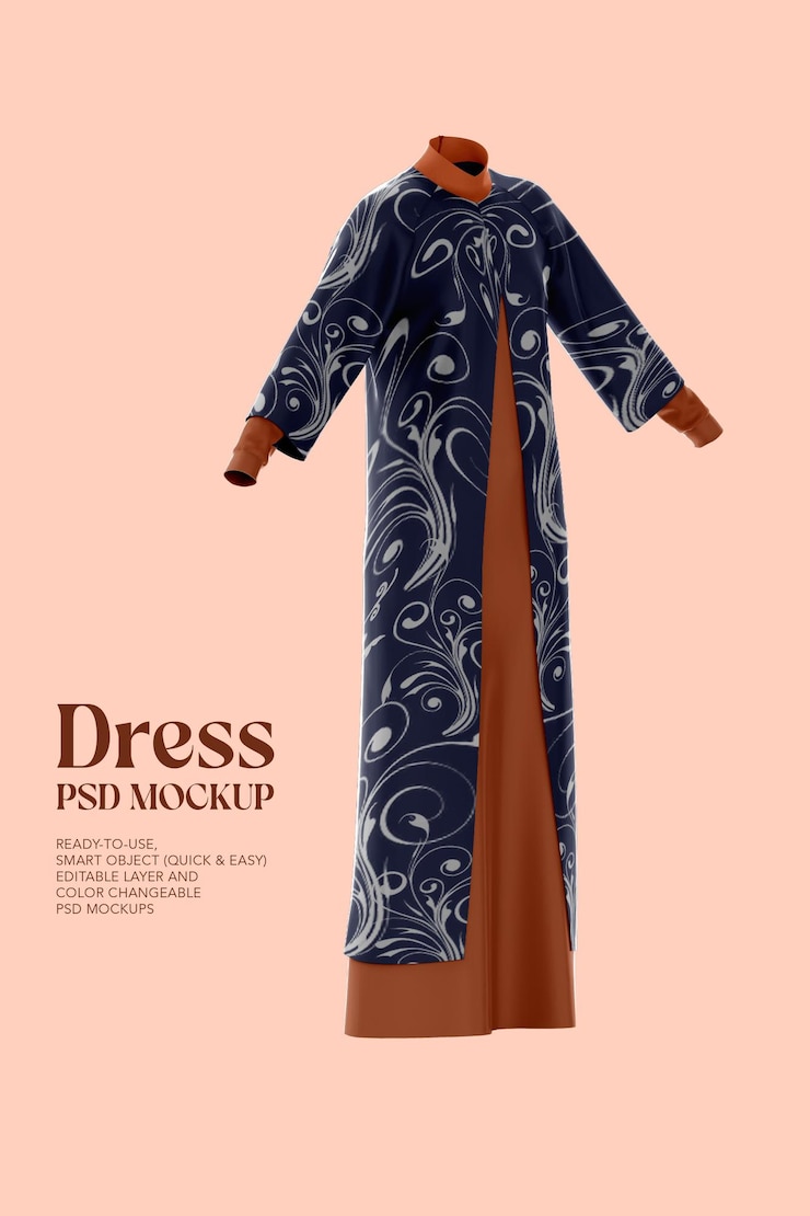 PSD vestido largo de mujer psd mockup