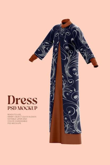 Vestido largo de mujer psd mockup