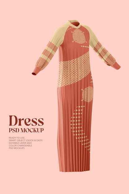 PSD vestido largo de mujer psd mockup