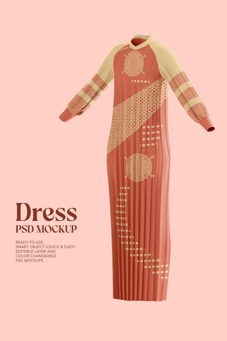 PSD vestido largo de mujer psd mockup