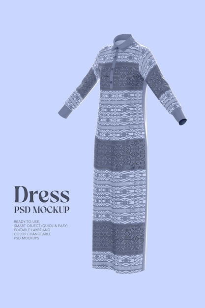 PSD vestido largo de mujer psd mockup