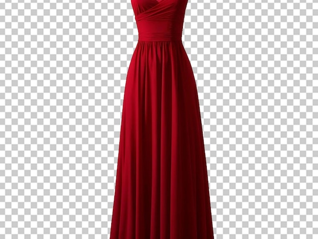 vestido largo rojo en fondo transparente