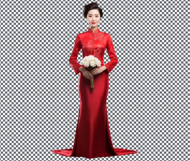 PSD el vestido de novia tradicional chino aislado sobre un fondo transparente