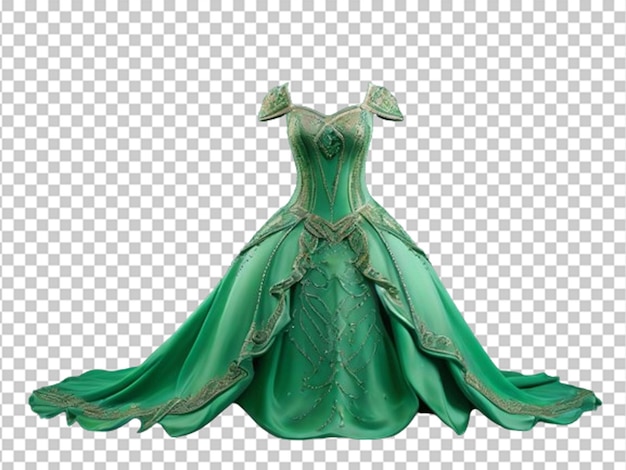 Vestido de princesa verde con cuentas