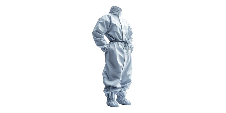 PSD vestido de protección contra materiales peligrosos aislado sobre un fondo transparente