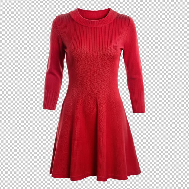 PSD vestido de punto rojo en fondo transparente