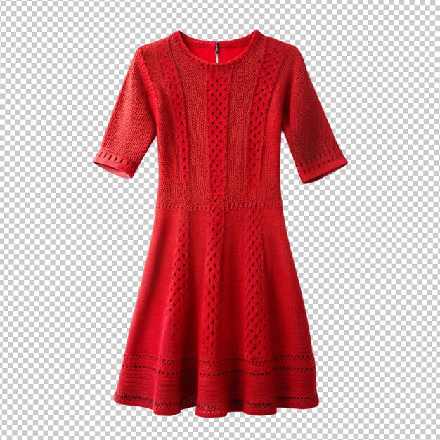 PSD vestido de punto rojo en fondo transparente