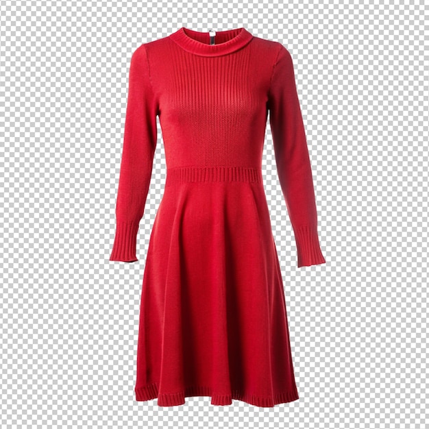 PSD vestido de punto rojo en fondo transparente