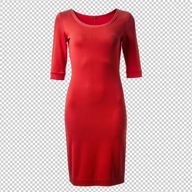 PSD vestido de punto rojo en fondo transparente