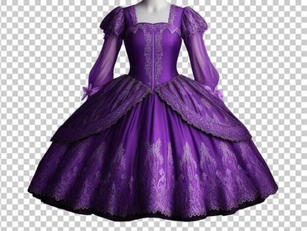 PSD vestido roxo com contas em fundo transparente