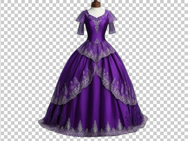 PSD vestido roxo com contas em fundo transparente