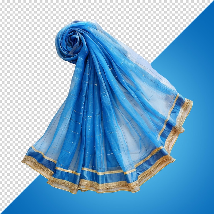 PSD vestido de sari aislado sobre un fondo blanco transparente