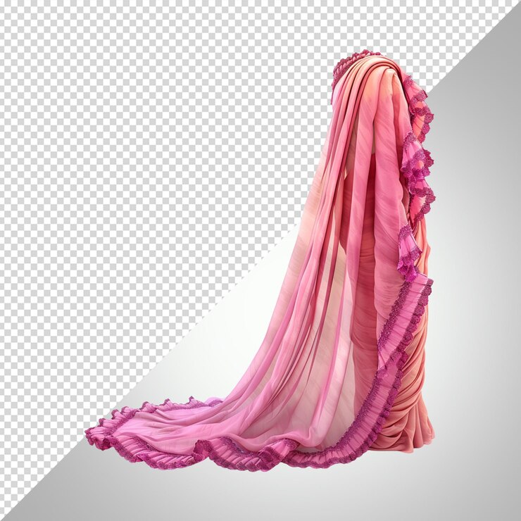 PSD vestido de sari aislado sobre un fondo blanco transparente