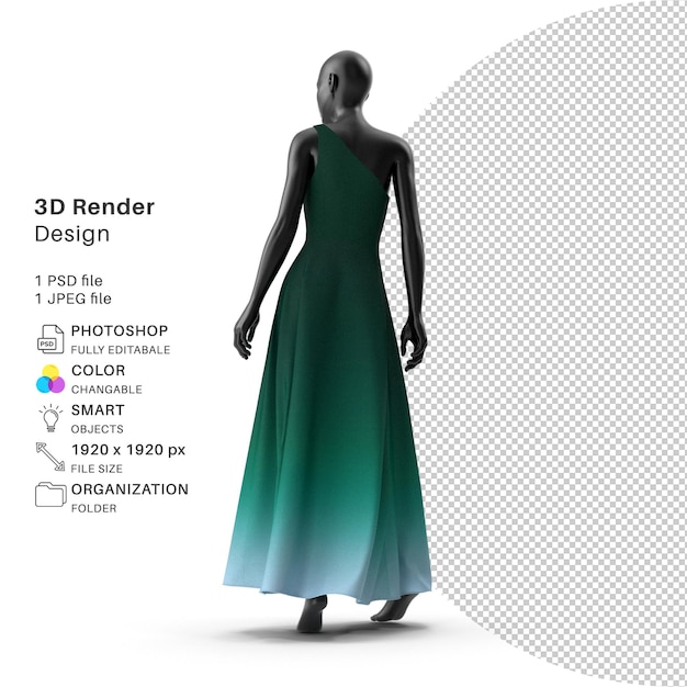 Vestido sentado realista en maniquíes femeninos Modelado 3D Archivo PSD