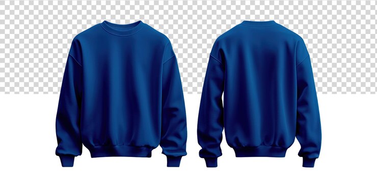 PSD vestido de sudadera azul vista delantera y trasera