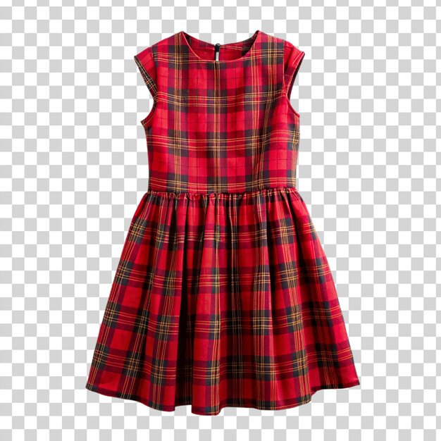 PSD vestido de tartan rojo aislado sobre un fondo transparente