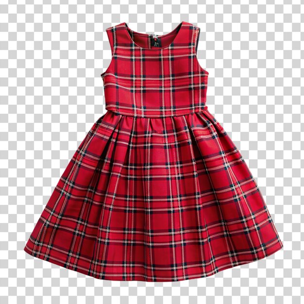 PSD vestido de tartan rojo aislado sobre un fondo transparente