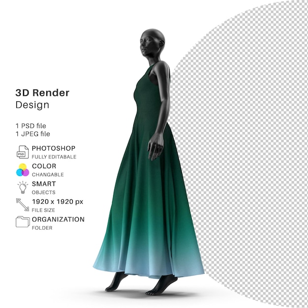 PSD vestidos realistas en maniquíes femeninos modelado 3d archivo psd