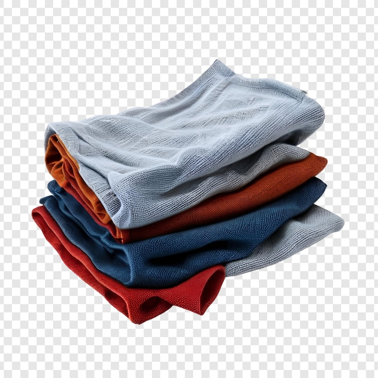 PSD vestuário de malha empilhado laranja branco marrom texturas isoladas em transparente