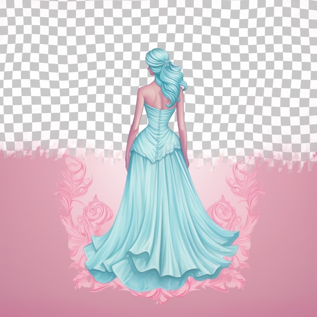 PSD vestuário de noiva em azul e rosa com detalhes de design de moda
