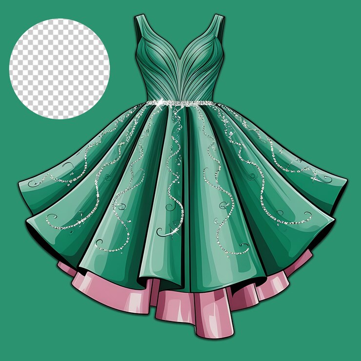PSD vestuário verde com fundo transparente de fita branca e rosa