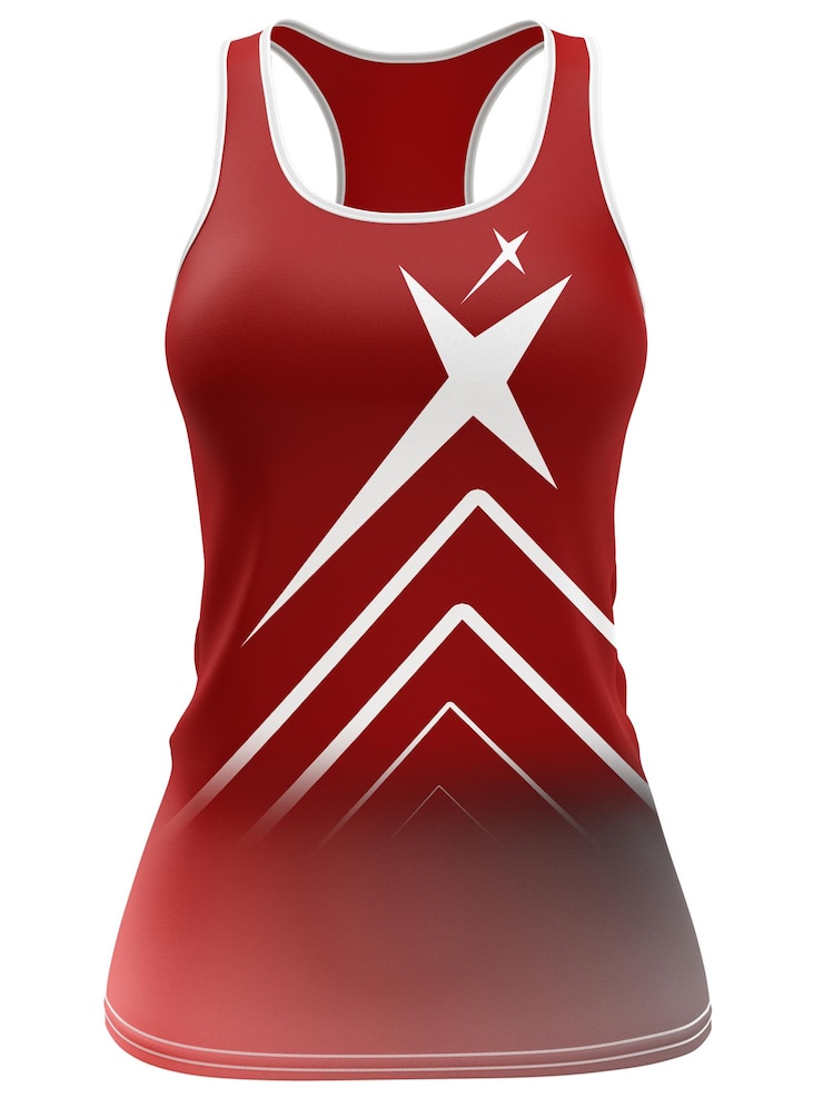 PSD vestuário vermelho de netball com desenho geométrico