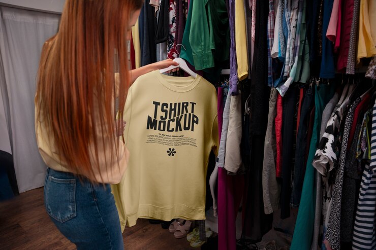 PSD des vêtements dans un magasin d'occasion