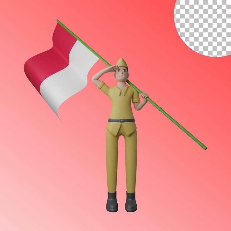 veterano sosteniendo la bandera mientras saluda
