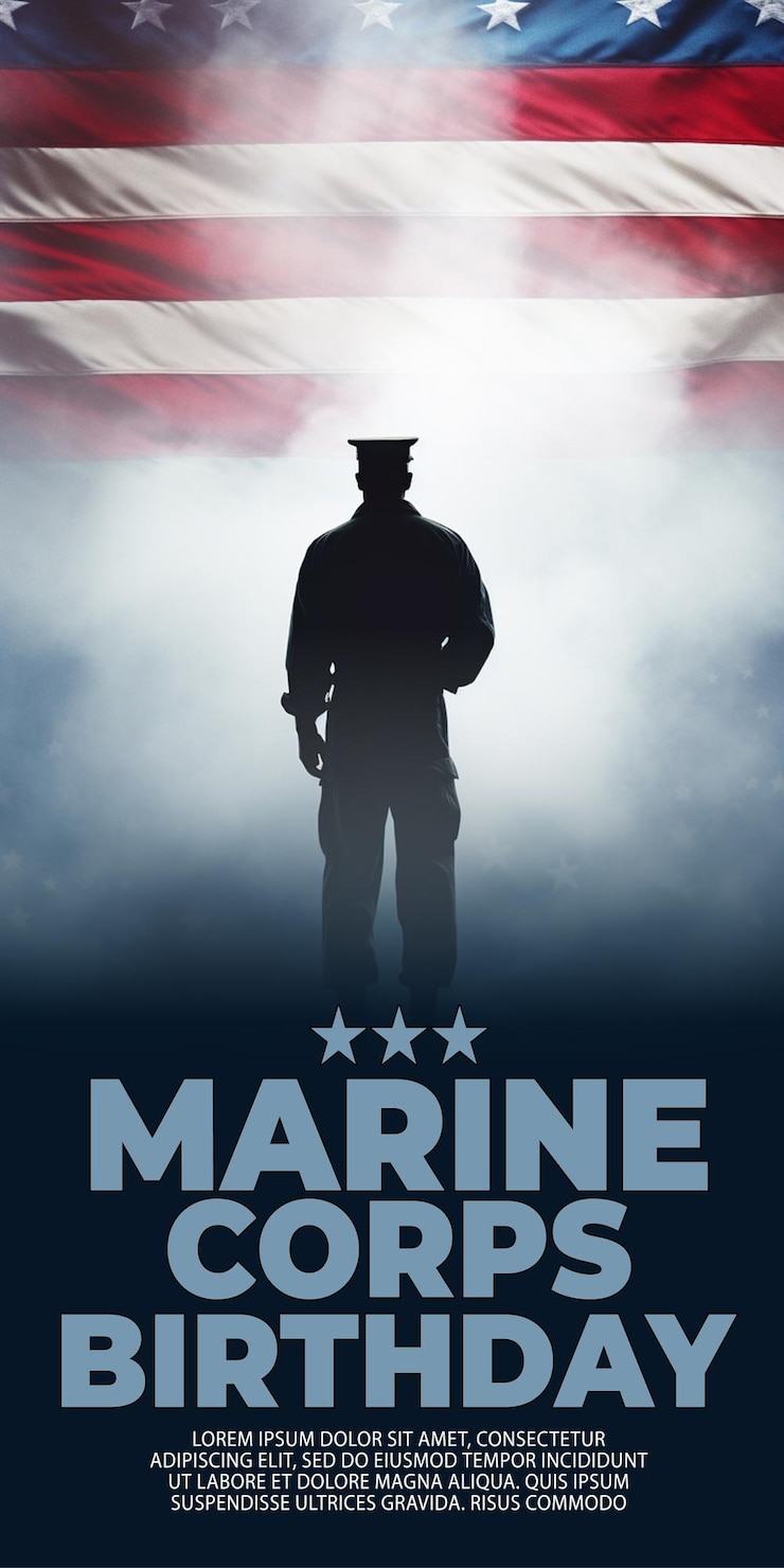 PSD veterans salute a waving american flag marine corps birthday artificial intelligence generated