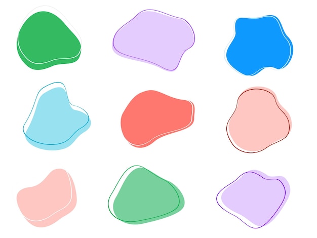 vetor colorido abstrato formas fluidas desenhadas à mão formas orgânicas