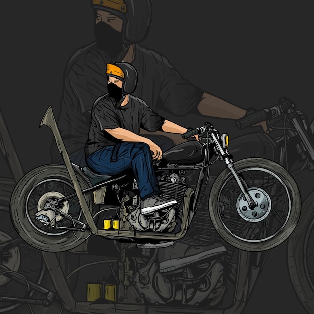 PSD vetor de ilustração de motocicleta vintage