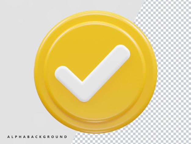 PSD vetor de ilustração de renderização 3d de ícone verificado