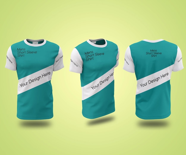 Vetrina Mockup di t-shirt con manica ordinata da uomo