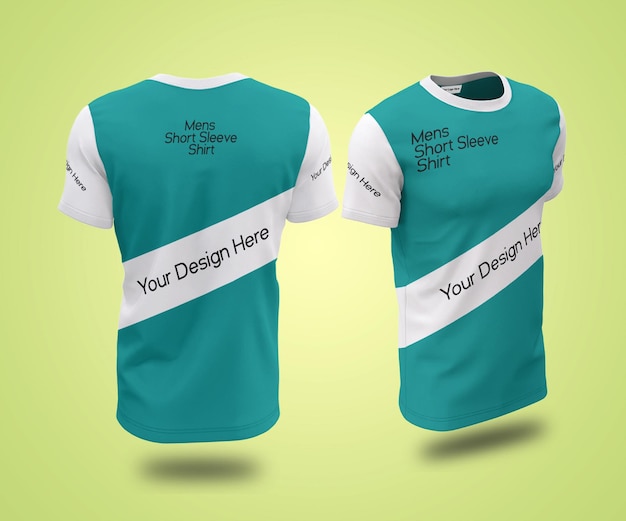 Vetrina Mockup di t-shirt con manica ordinata da uomo