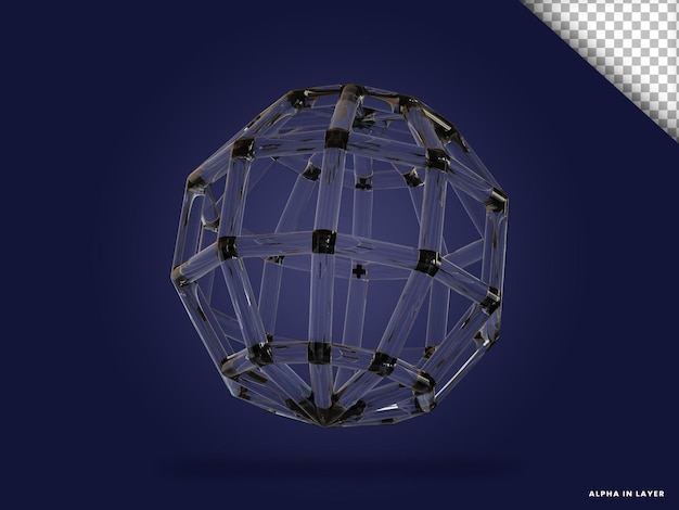 Vetro trasparente forma geometrica astratta forma moderna renderizzata in 3D