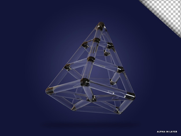 Vetro trasparente forma geometrica astratta forma moderna renderizzata in 3D