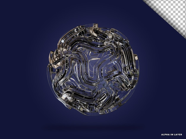 Vetro trasparente forma geometrica astratta forma moderna renderizzata in 3D