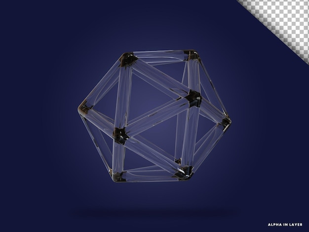 Vetro trasparente forma geometrica astratta forma moderna renderizzata in 3D