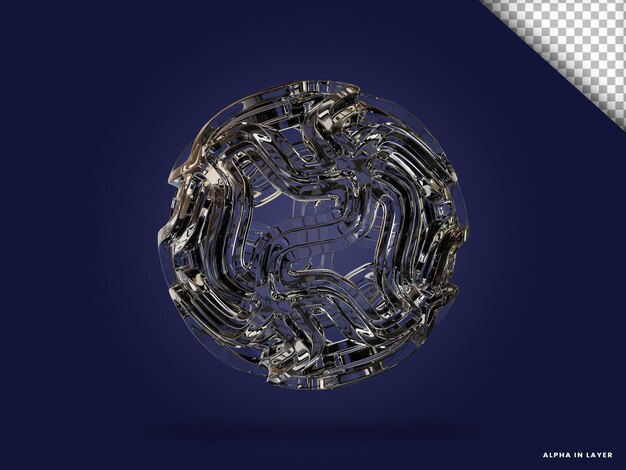 Vetro trasparente forma geometrica astratta forma moderna renderizzata in 3D