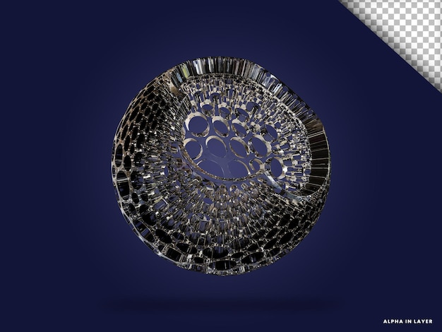 Vetro trasparente forma geometrica astratta forma moderna renderizzata in 3D