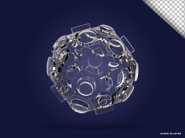Vetro trasparente forma geometrica astratta forma moderna renderizzata in 3D