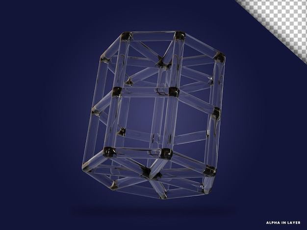 Vetro trasparente forma geometrica astratta forma moderna renderizzata in 3D