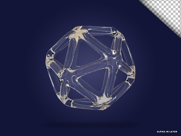 Vetro trasparente forma geometrica astratta forma moderna renderizzata in 3D