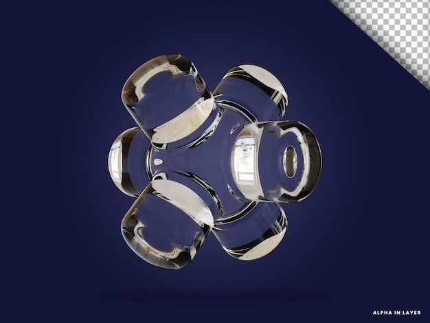 Vetro trasparente forma geometrica astratta forma moderna renderizzata in 3D