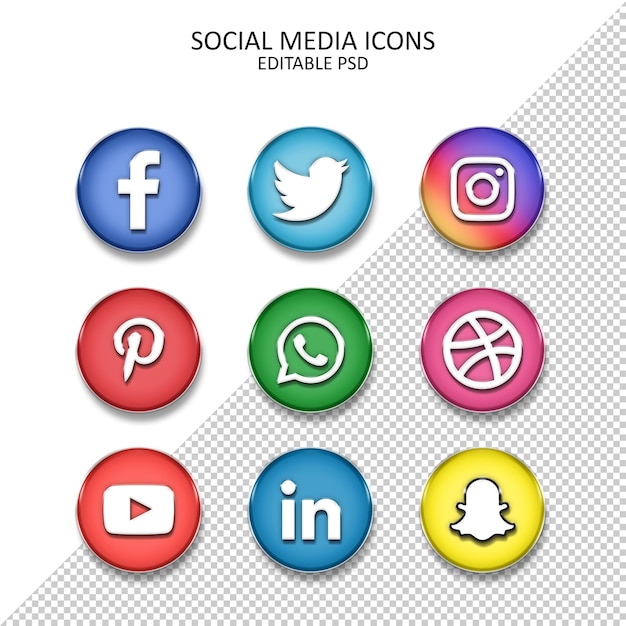 Vettore pulsanti social media liberi