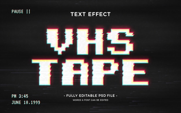 Vhs tapetext-effekt