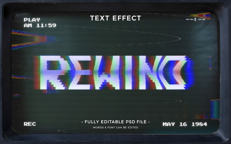 PSD vhs text effect