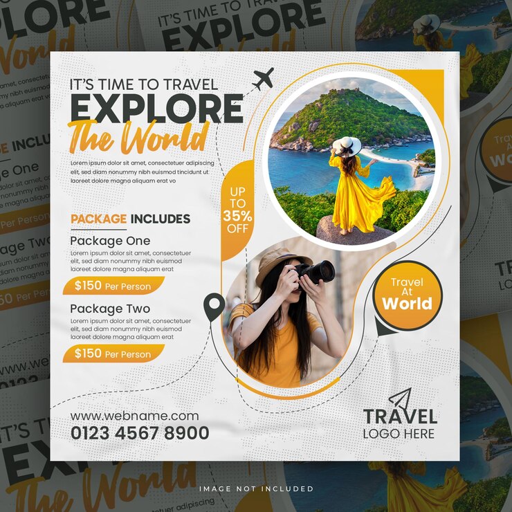 Viaggi vacanze vacanze tour social media instagram post o turismo piazza web banner modello